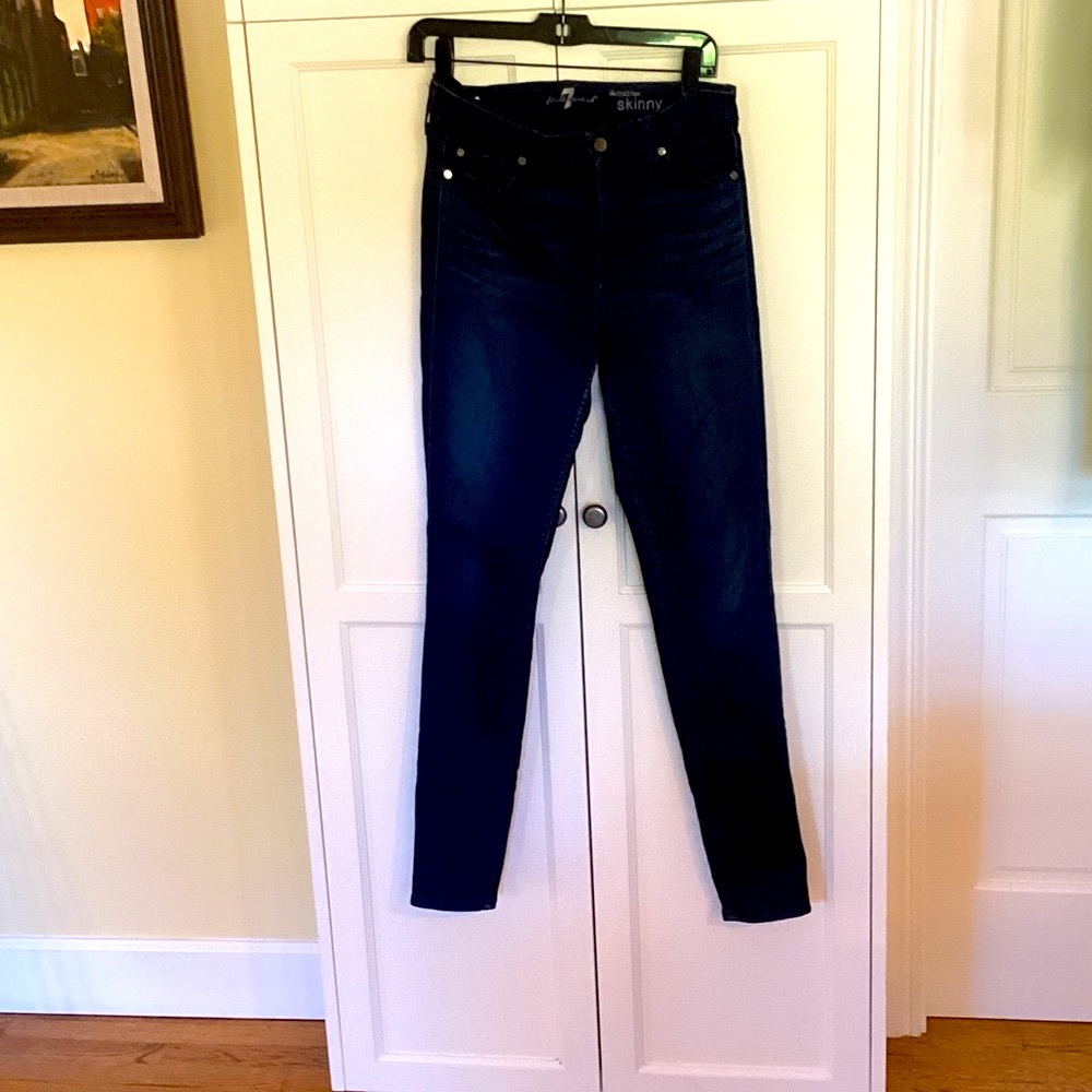 7 For All Mankind Women's Deep Blue Skinny Jeans